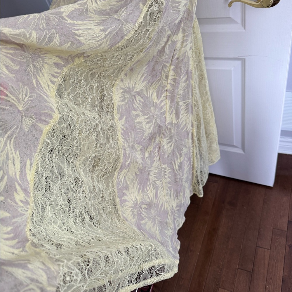 BCBG Yellow Floral Lace Prom Dress - Picture 5 of 10